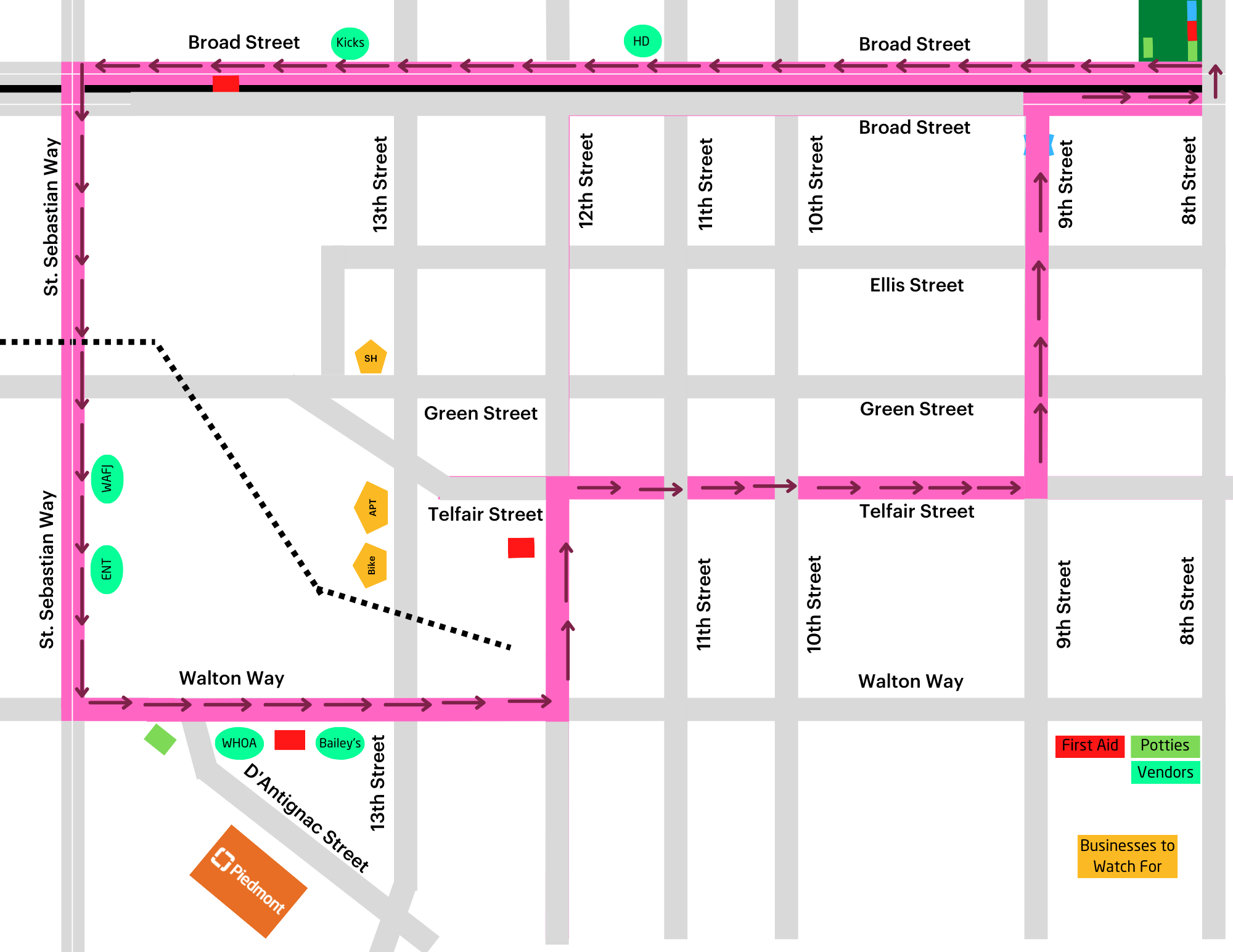 Final 2023 Miracle Mile Walk Route Map